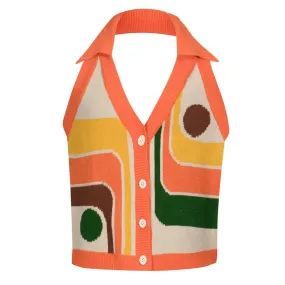 Women's multi-colored art knit vest